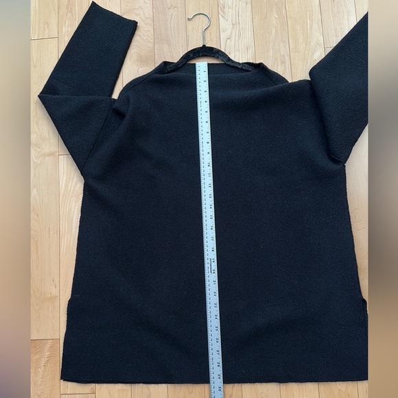 Eileen Fisher Boiled Wool funnel neck box tunic top in black - Picture 6 of 7
